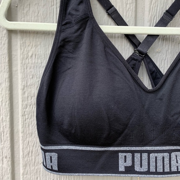 PUMA black and grey lightly padded sports bra - Picture 4 of 10